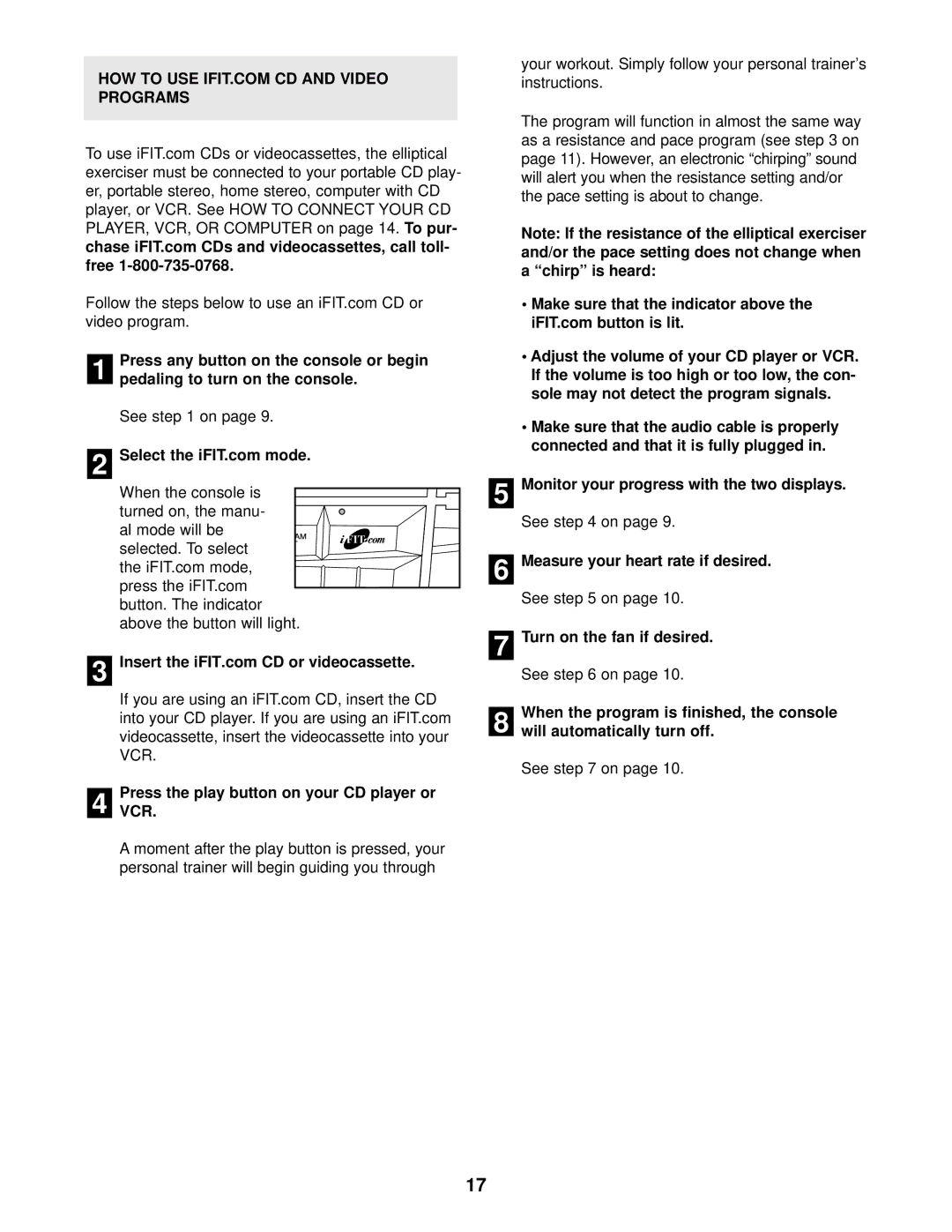 NordicTrack NEL07940 user manual To pur, Free Chirp is heard Make sure that the indicator above 