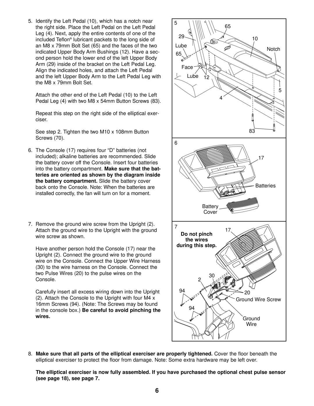 NordicTrack NEL07940 user manual Wires, Properly tightened 