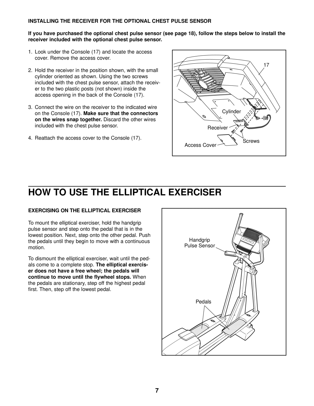 NordicTrack NEL07940 user manual Installing the Receiver for the Optional Chest Pulse Sensor, On the Console 