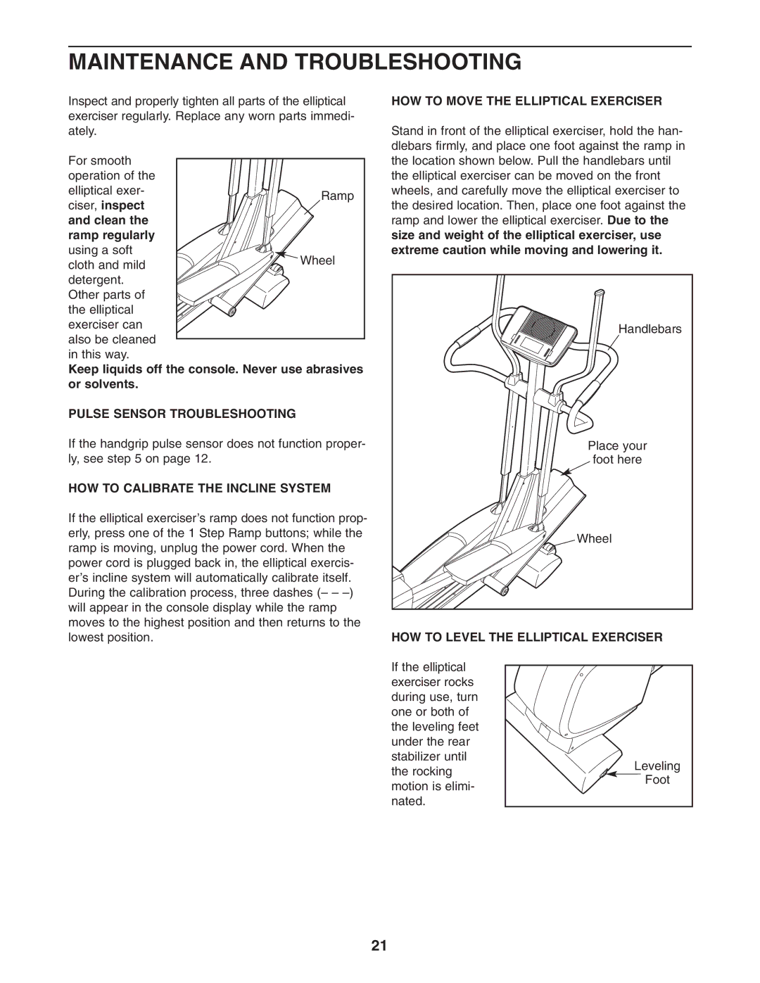 NordicTrack NEL7095.1 Maintenance and Troubleshooting, Pulse Sensor Troubleshooting, HOW to Calibrate the Incline System 