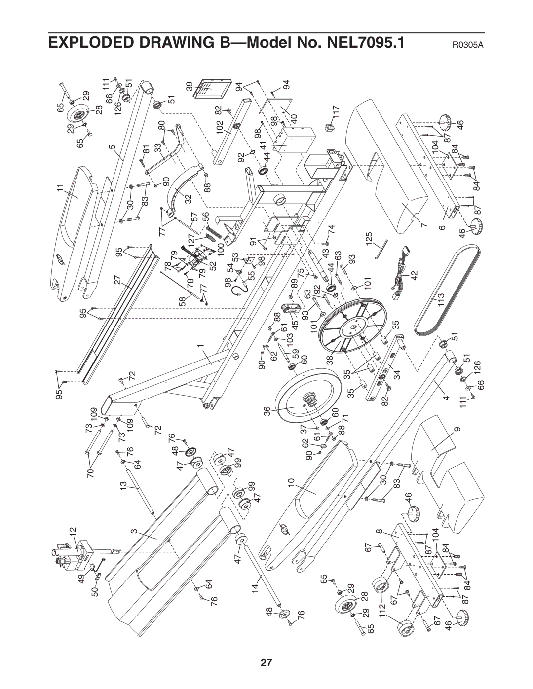 NordicTrack user manual Exploded Drawing B-Model No. NEL7095.1 