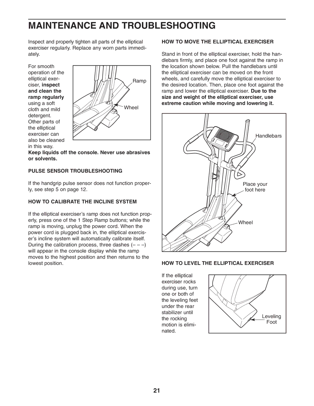 NordicTrack NEL7095.2 Maintenance and Troubleshooting, Pulse Sensor Troubleshooting, HOW to Calibrate the Incline System 