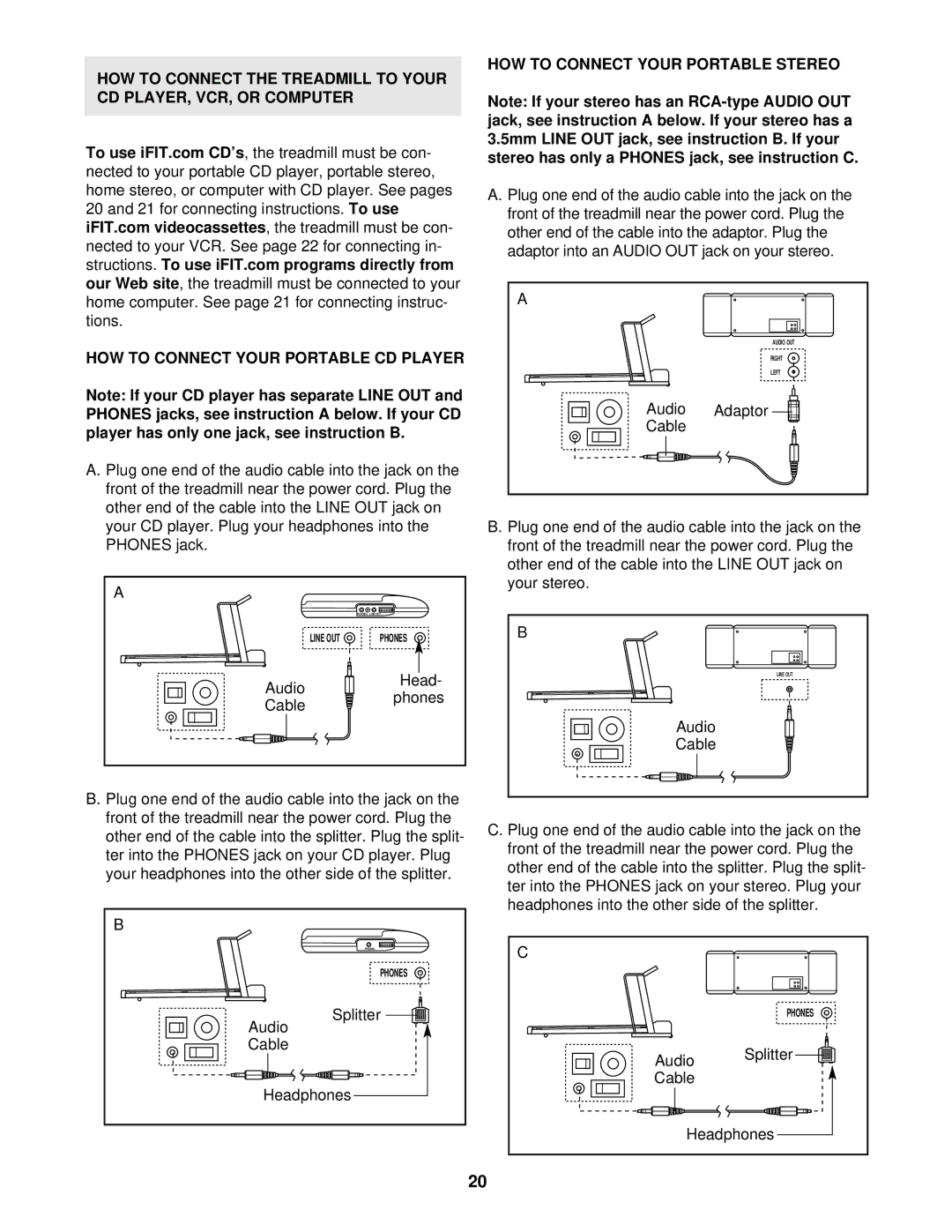 NordicTrack NETL15520 manual HOW to Connect Your Portable Stereo 