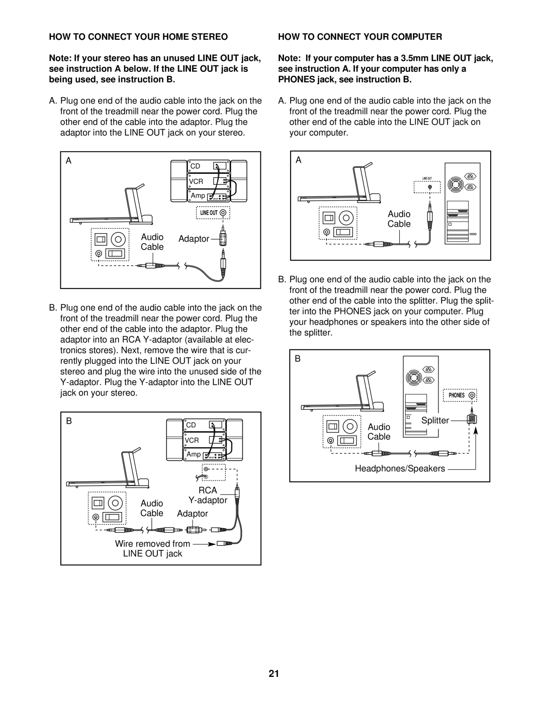 NordicTrack NETL15520 manual HOW to Connect Your Home Stereo, HOW to Connect Your Computer 