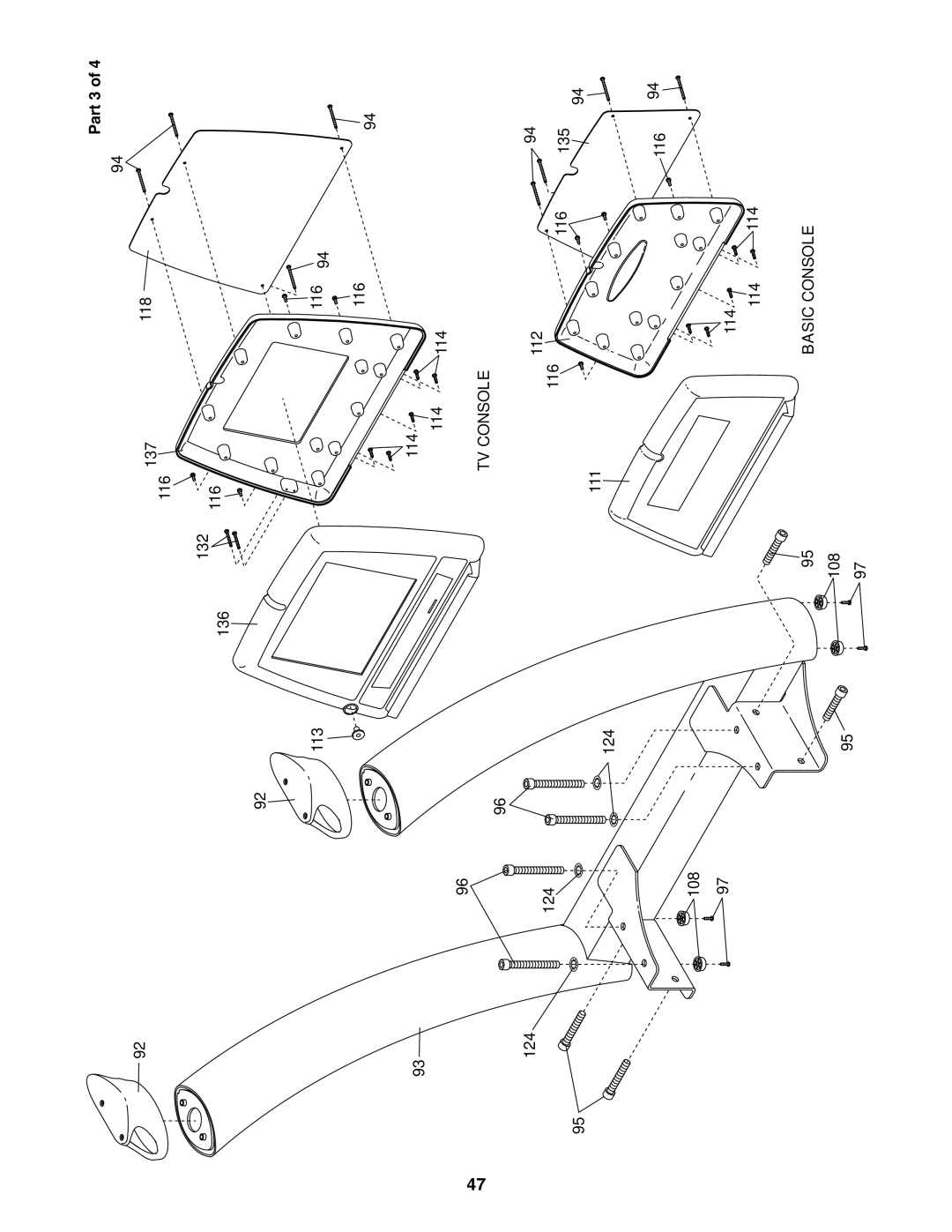 NordicTrack None user manual Part 3, TV Console, Basic Console 