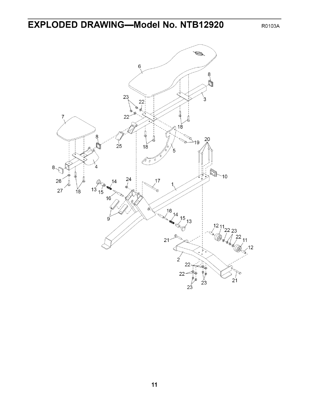 NordicTrack user manual Exploded DRAWING--Model No. NTB12920 Roo3A 