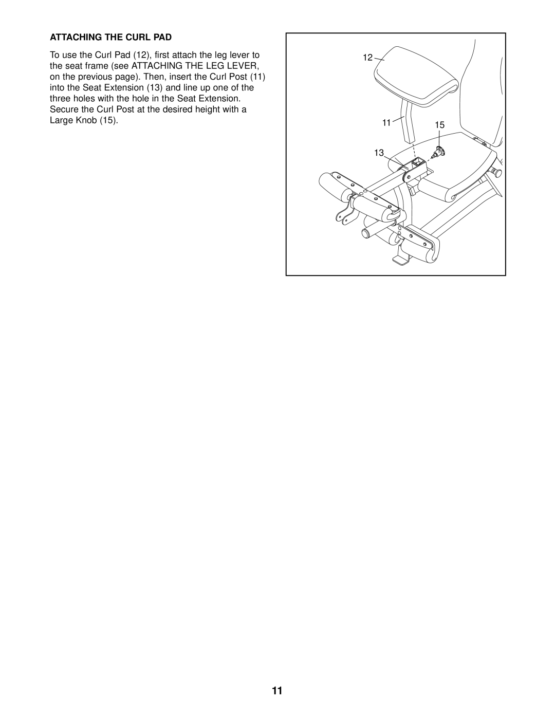 NordicTrack NTB14920 user manual Attaching the Curl PAD 