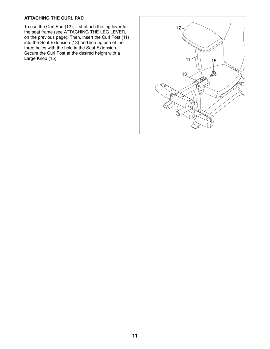 NordicTrack NTB14921 user manual Attaching the Curl PAD 