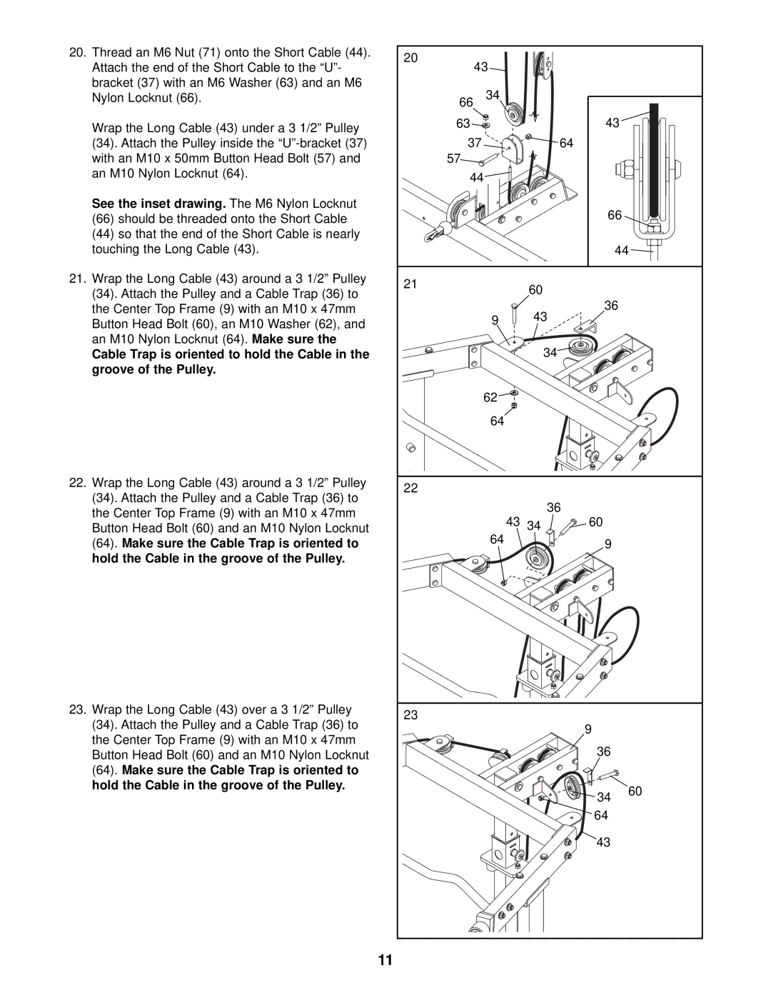 NordicTrack NTB39020 user manual See the inset drawing. The M6 Nylon Locknut 