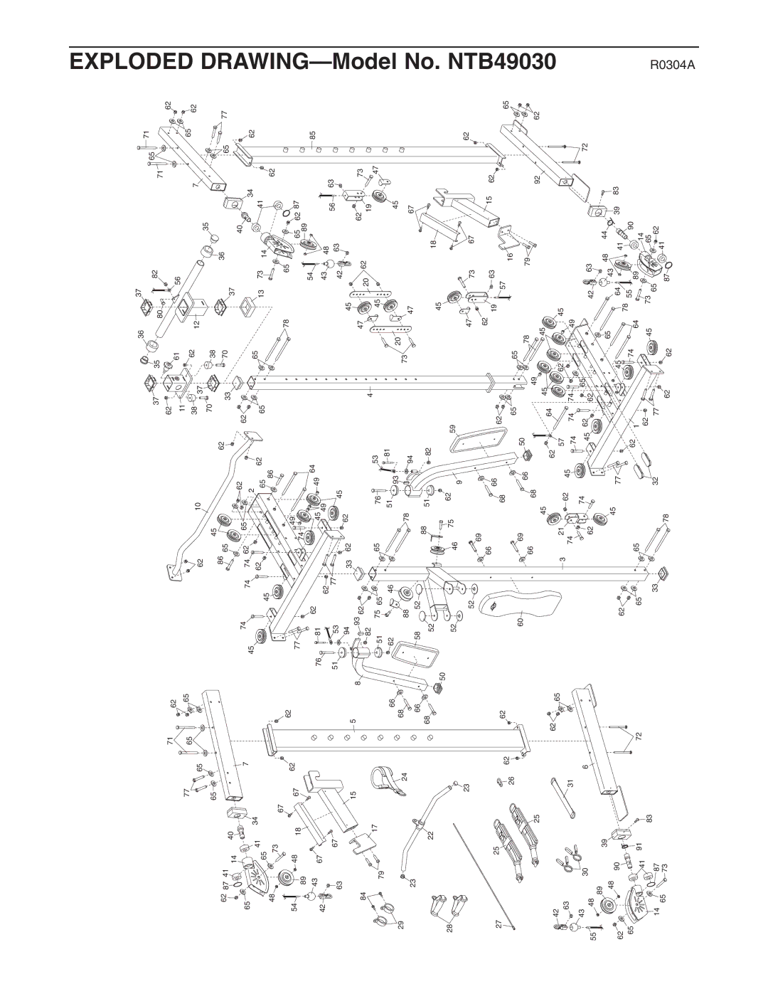 NordicTrack user manual Exploded DRAWING-Model No. NTB49030 