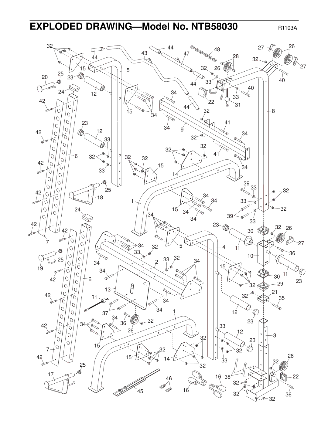 NordicTrack user manual Exploded DRAWING-Model No. NTB58030 