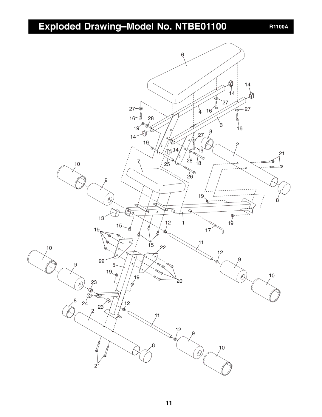 NordicTrack manual Exploded DrawingÐModel No. NTBE01100 