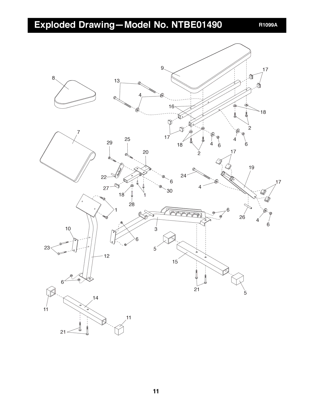 NordicTrack manual Exploded DrawingÑModel No. NTBE01490 