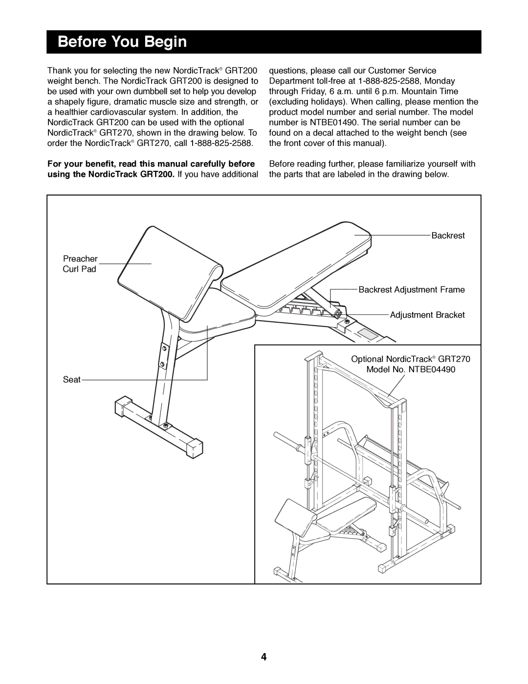 NordicTrack NTBE01490 manual Before You Begin 