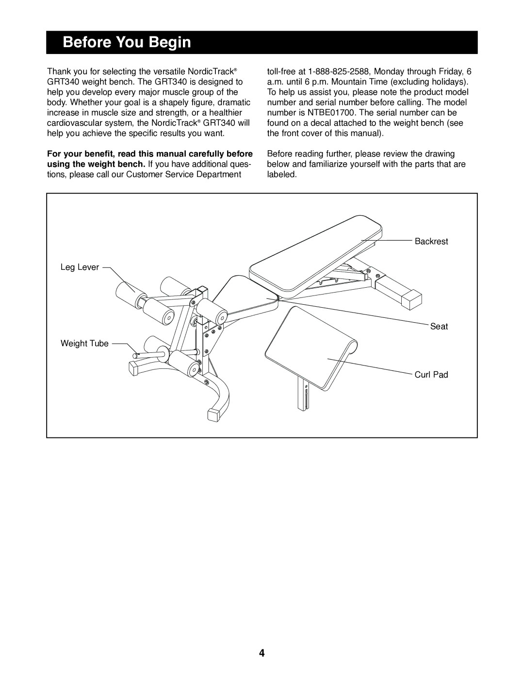 NordicTrack NTBE01700 user manual Before You Begin 