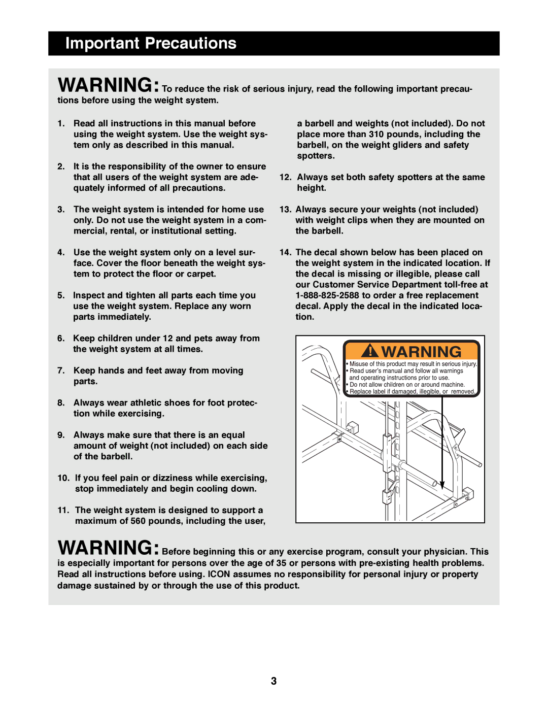 NordicTrack NTBE04990 manual Important Precautions 