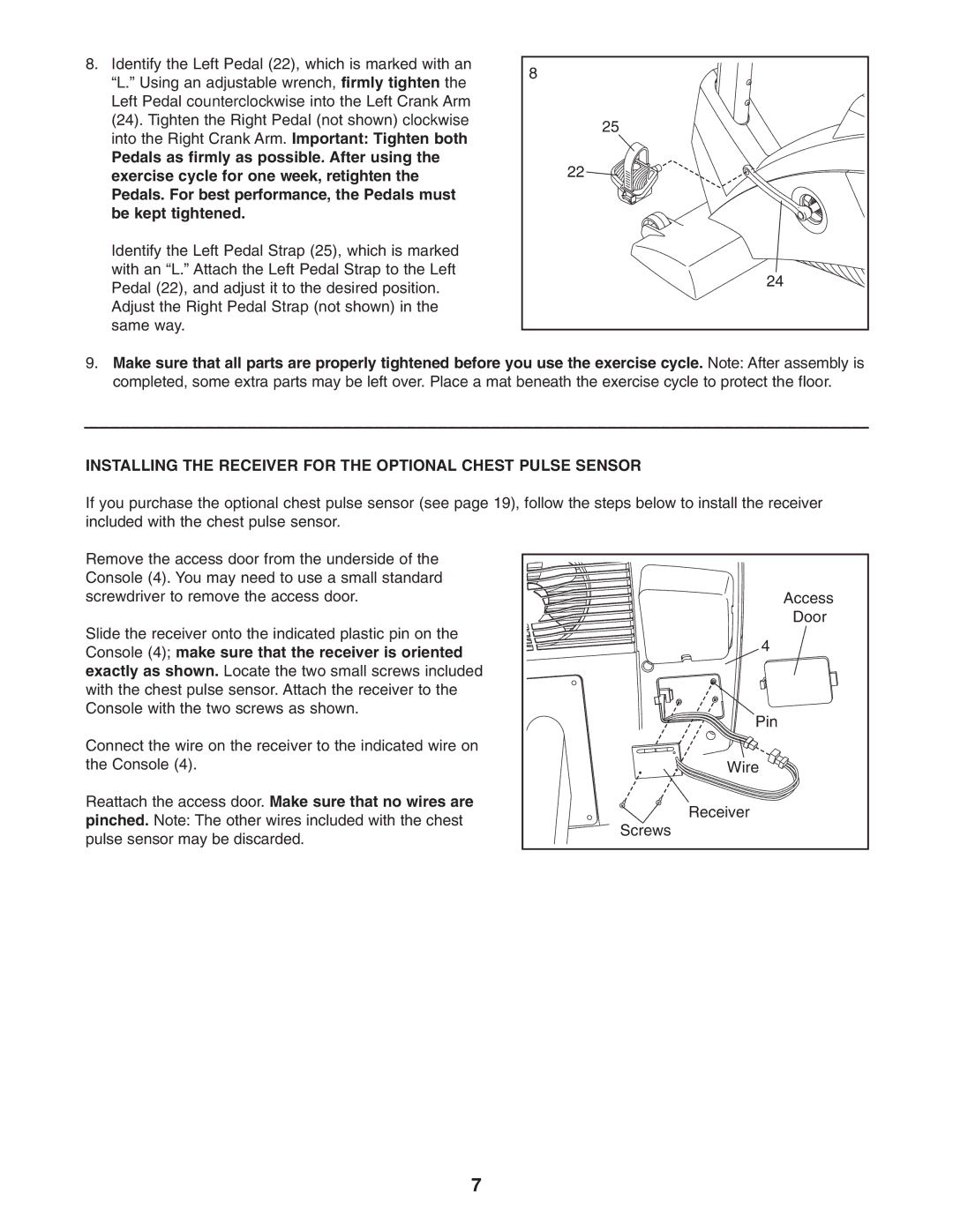 NordicTrack NTC05940 user manual Installing the Receiver for the Optional Chest Pulse Sensor 