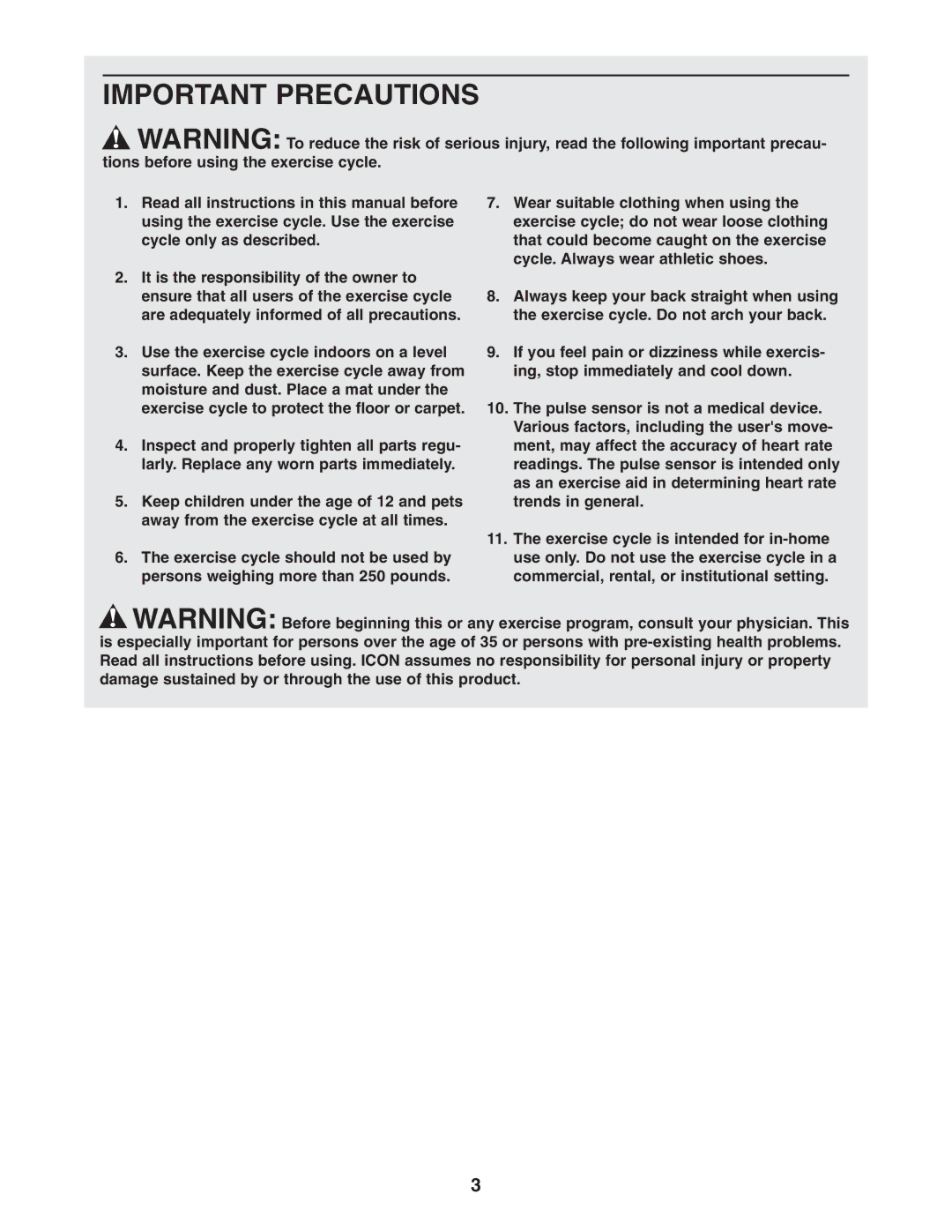 NordicTrack NTC07940 user manual Important Precautions 