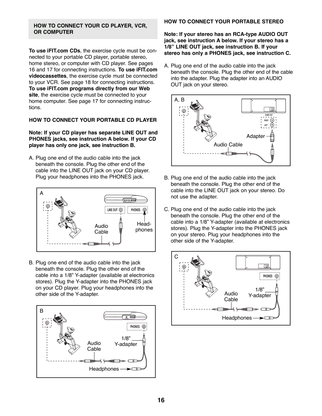 NordicTrack NTC3015.0 user manual HOW to Connect Your Portable Stereo 