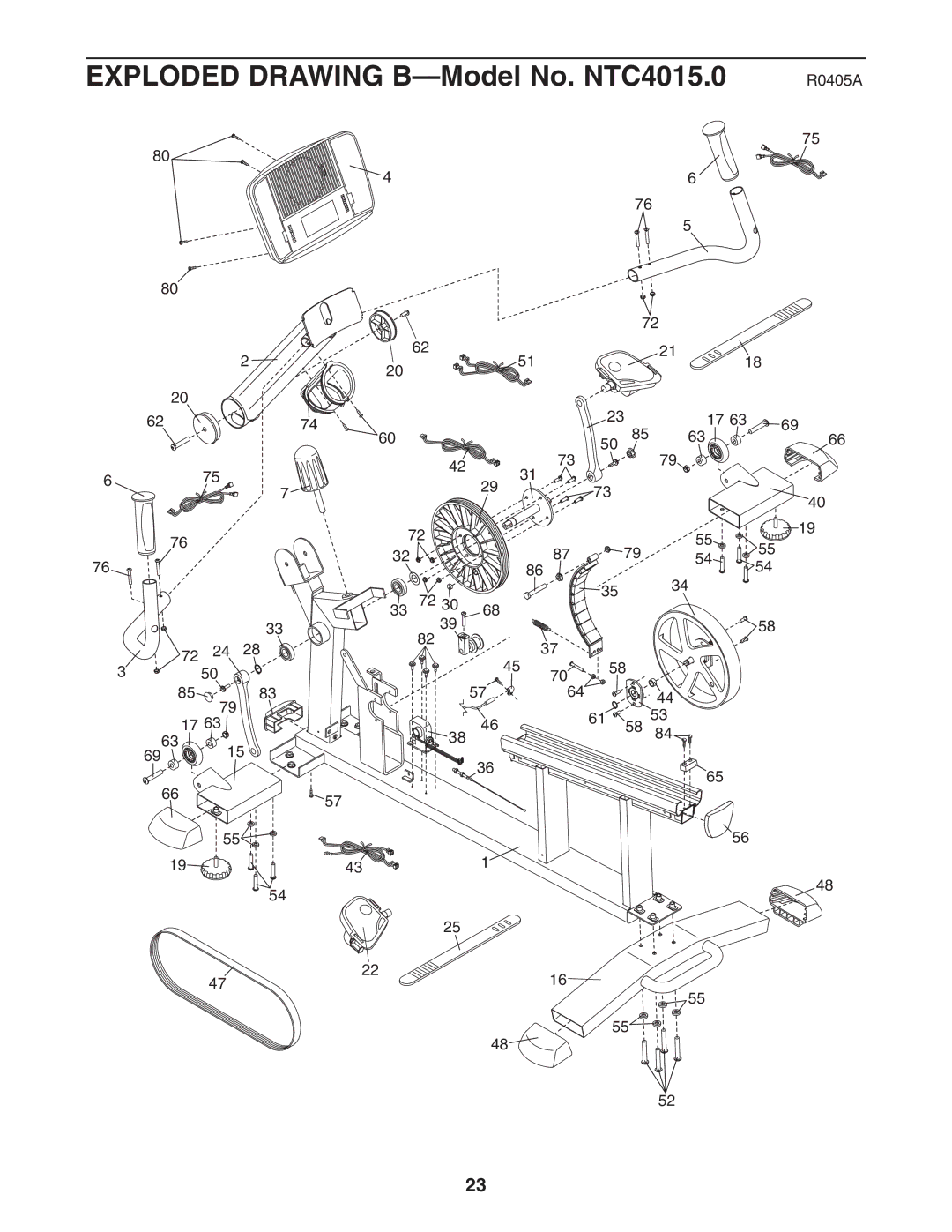 NordicTrack user manual Exploded Drawing B-Model No. NTC4015.0 