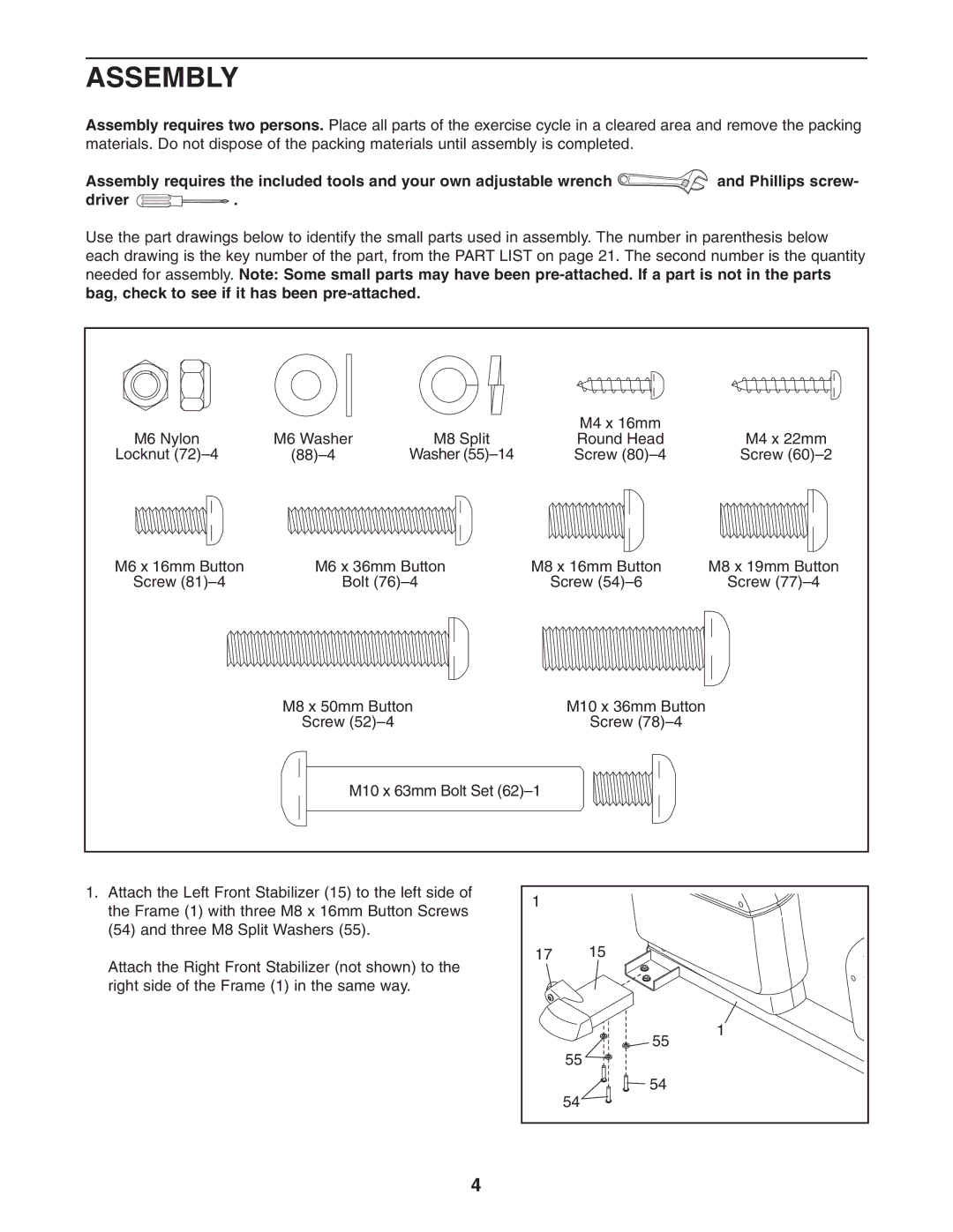 NordicTrack NTC4015.0 user manual Assembly 