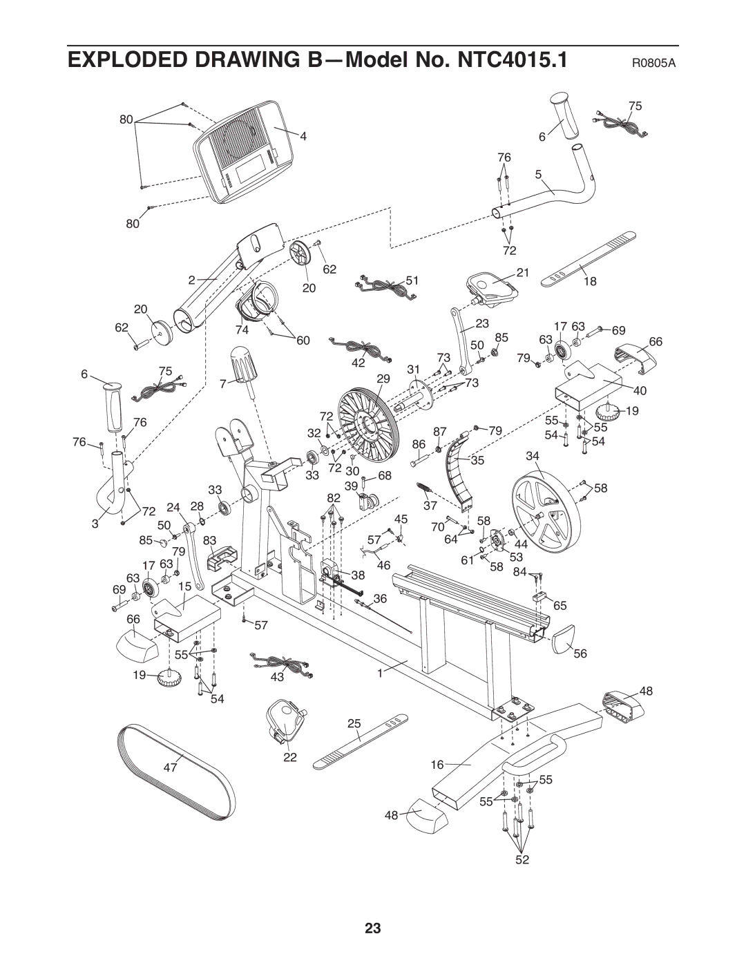 NordicTrack user manual Exploded Drawing B-Model No. NTC4015.1 