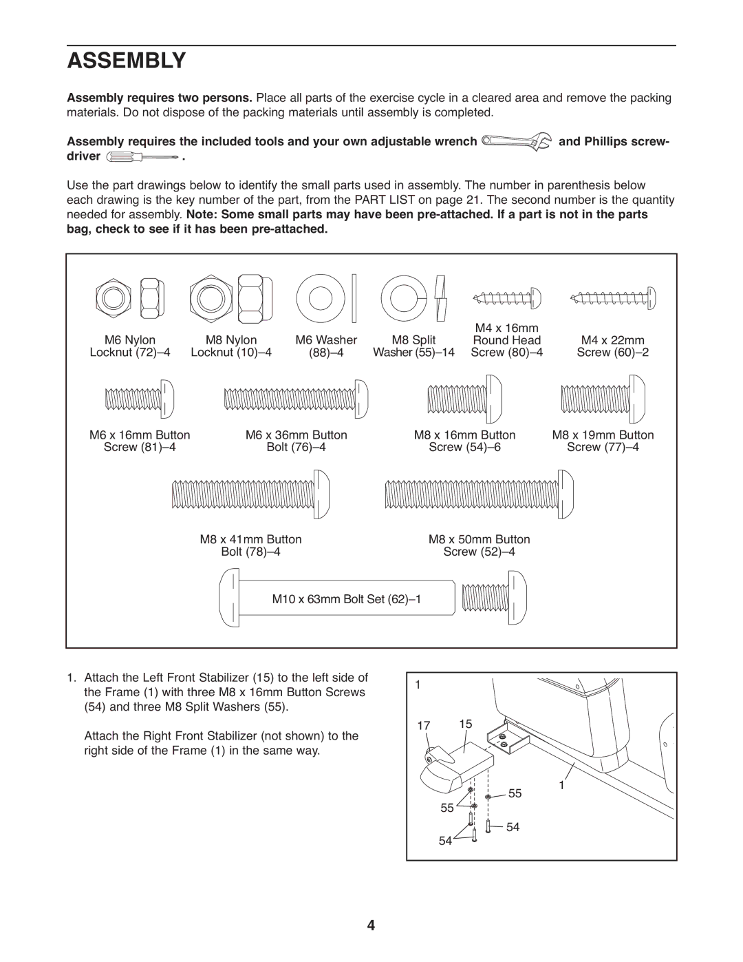 NordicTrack NTC4015.2 user manual Assembly 