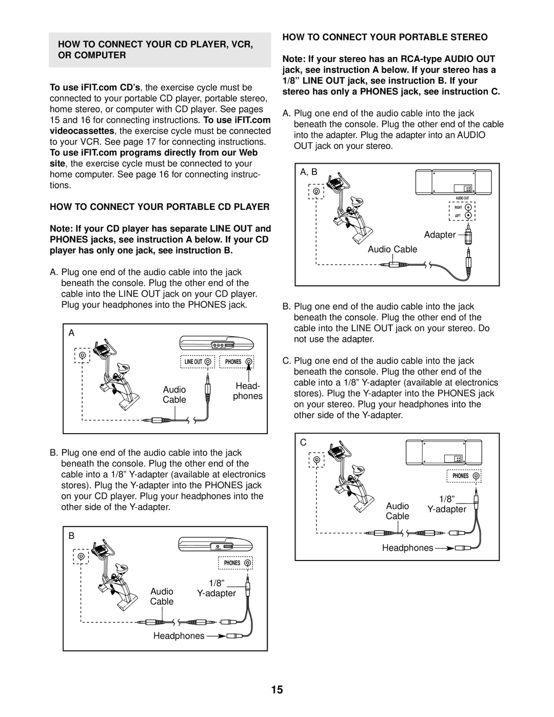 NordicTrack NTC59020 user manual HOW to Connect Your CD PLAYER, VCR Or Computer, HOW to Connect Your Portable Stereo 