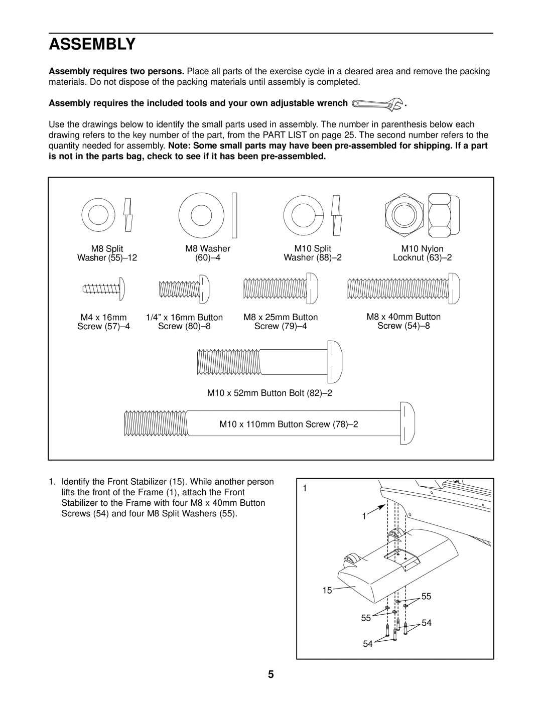 NordicTrack NTC69022 user manual Assembly requires two persons 