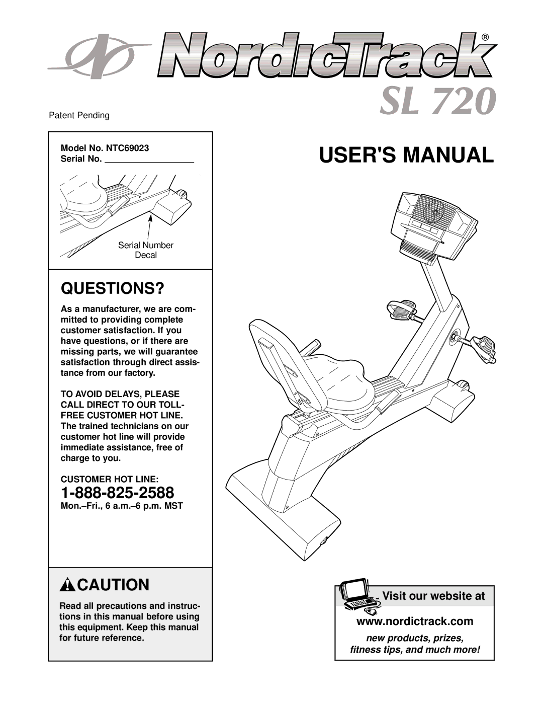 NordicTrack NTC69023 user manual Questions?, Customer HOT Line 