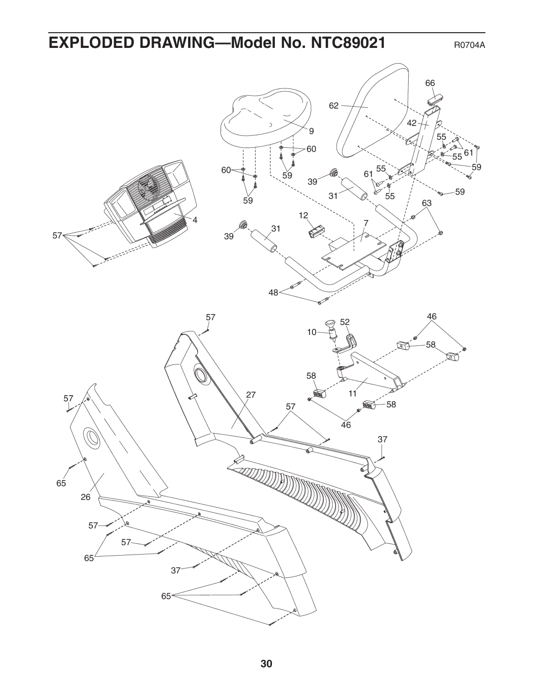 NordicTrack user manual Exploded DRAWING-Model No. NTC89021 