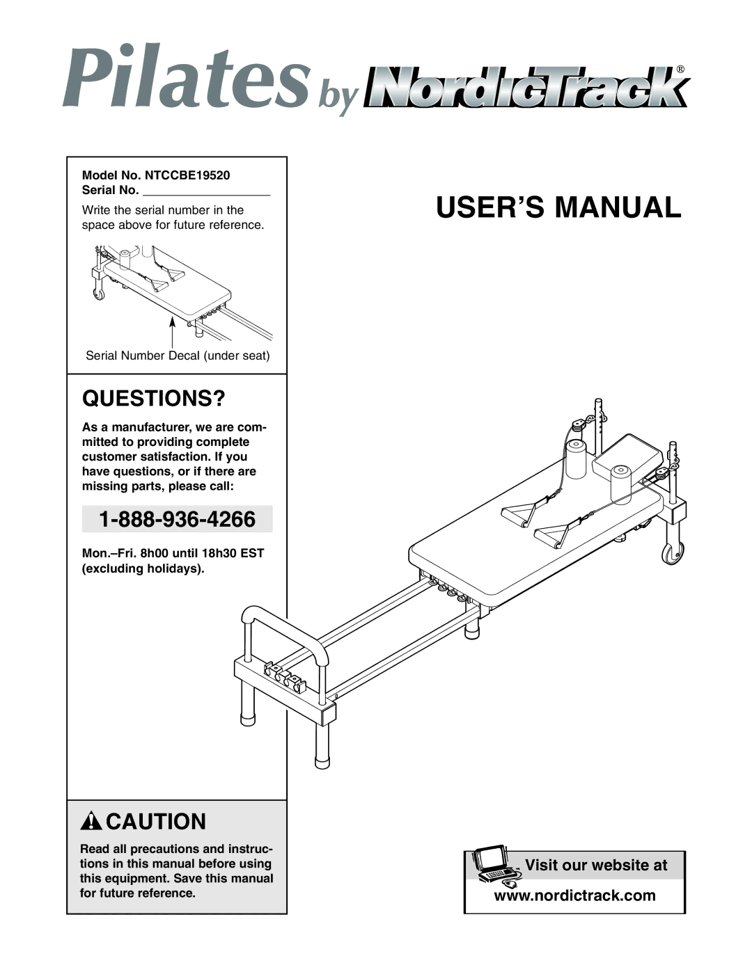 NordicTrack user manual Questions?, Model No. NTCCBE19520 Serial No 