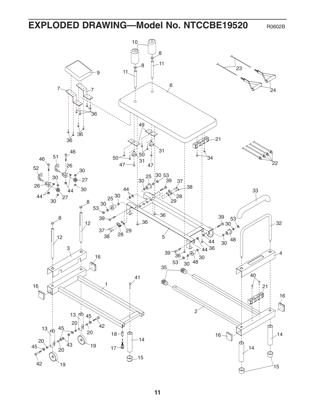 NordicTrack user manual Exploded DRAWING-Model No. NTCCBE19520 R0602B 