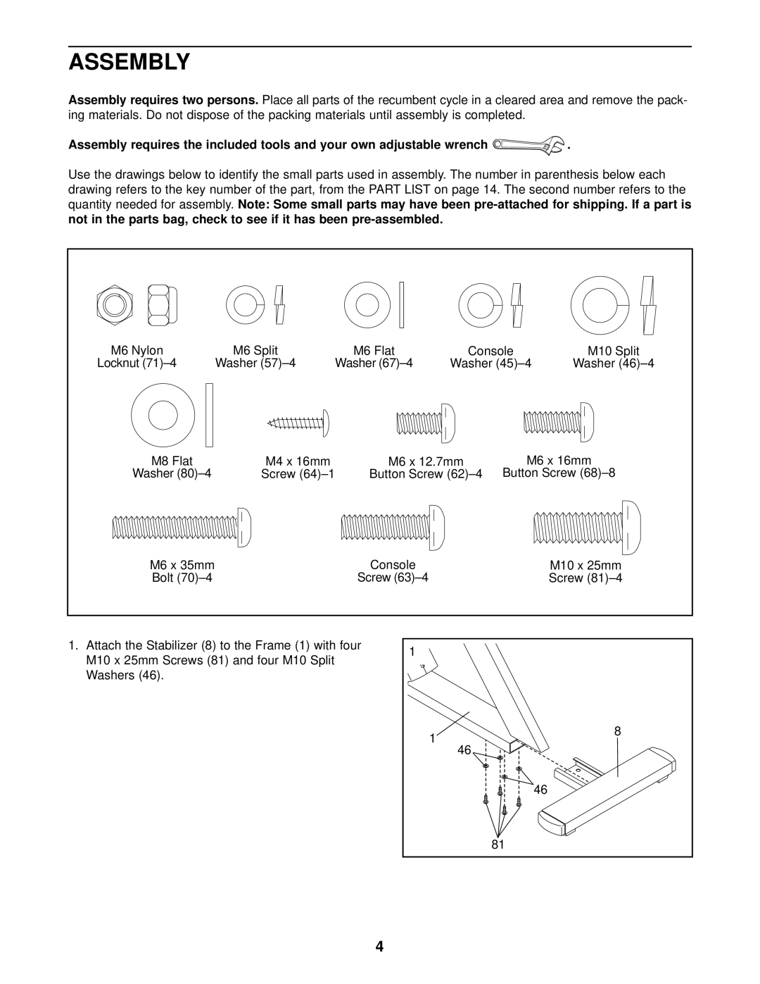 NordicTrack NTCCEX04901 user manual Assembly 