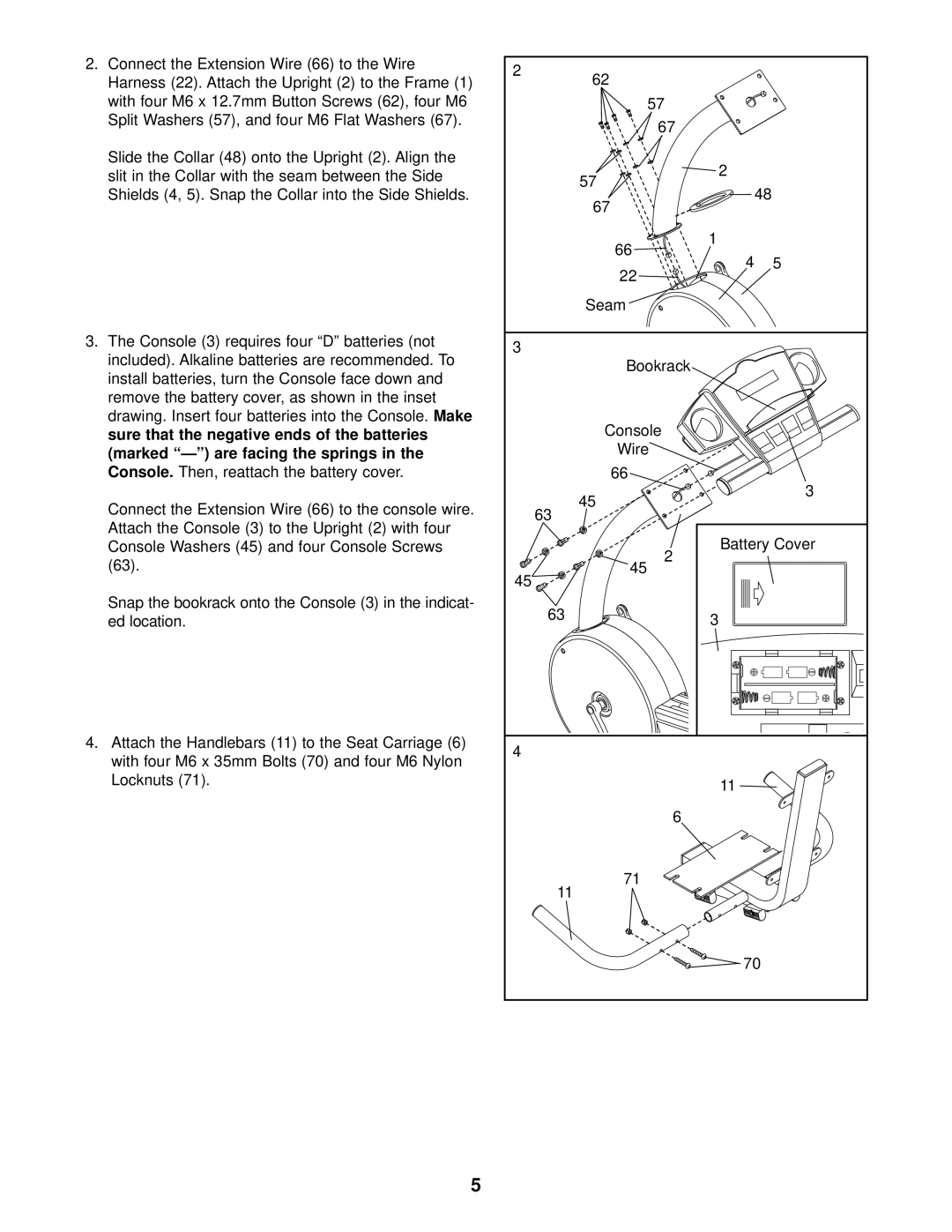 NordicTrack NTCCEX04901 user manual Make, Marked are facing the springs, Console 