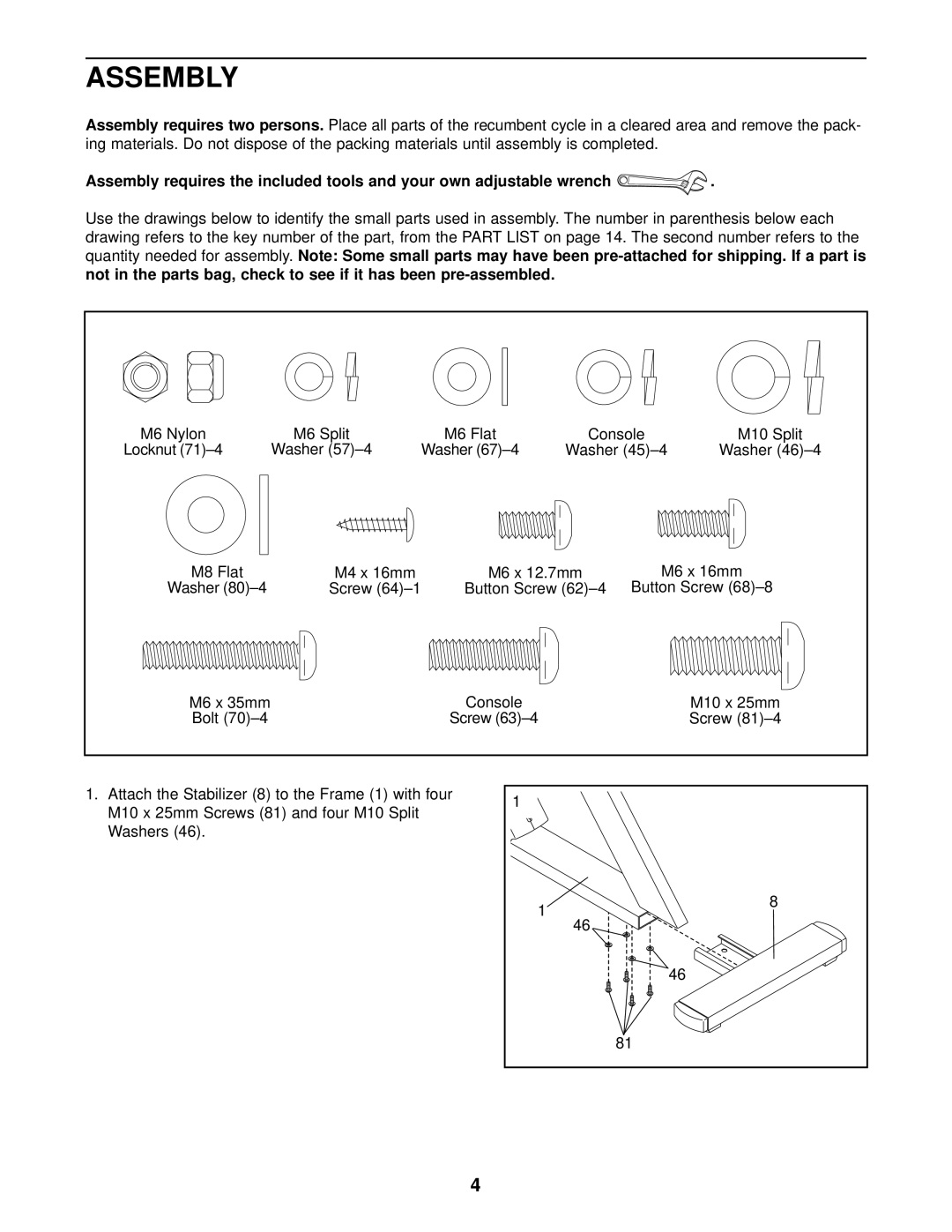 NordicTrack NTCCEX04902 user manual Assembly 