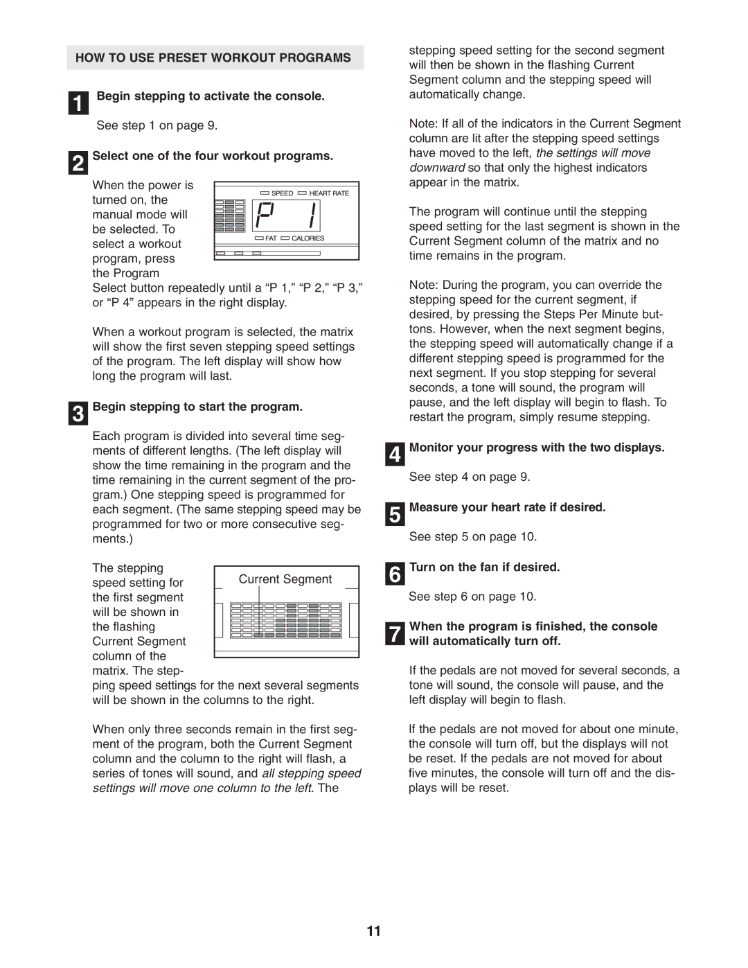 NordicTrack NTCCM58020 user manual HOW to USE Preset Workout Programs 