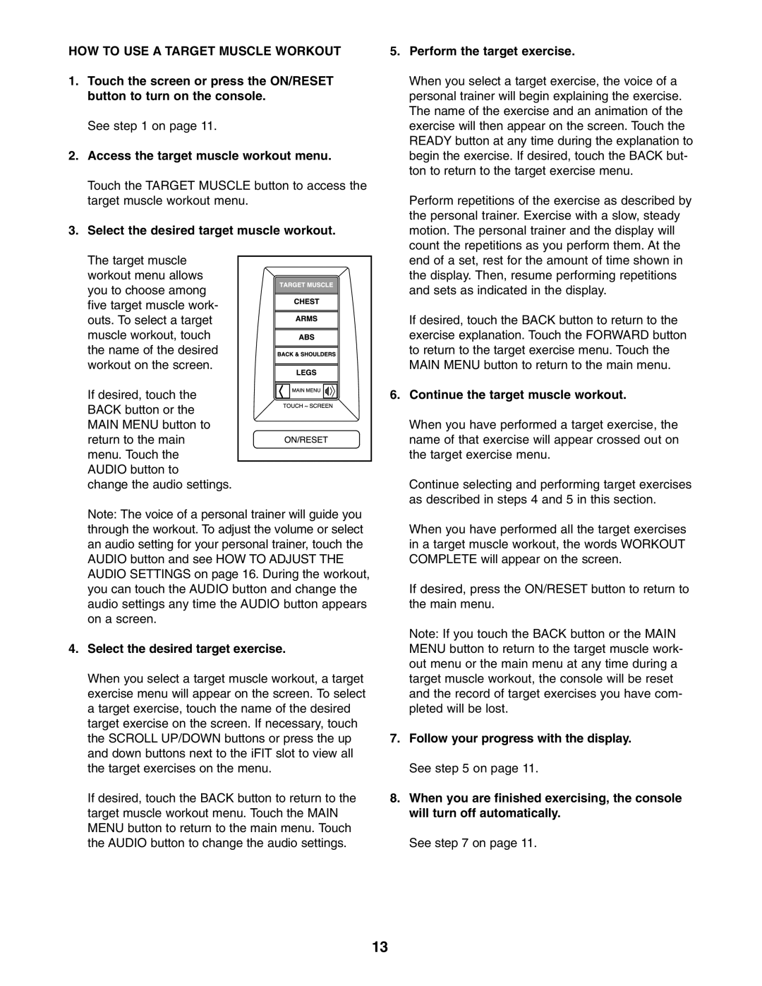 NordicTrack NTCCSY9897.0 user manual HOW to USE a Target Muscle Workout 