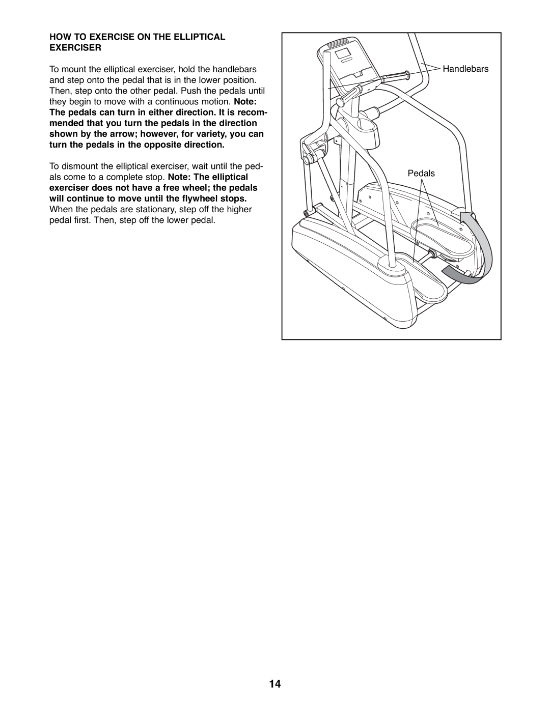 NordicTrack NTCW90907.0 user manual HOW to Exercise on the Elliptical Exerciser 