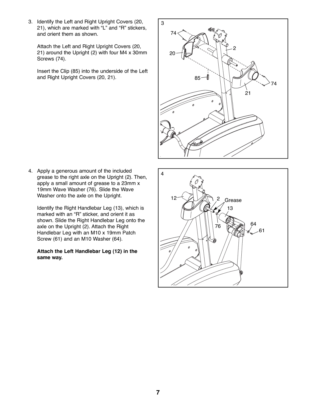 NordicTrack NTCW90907.0 user manual Attach the Left Handlebar Leg 12 in the same way 