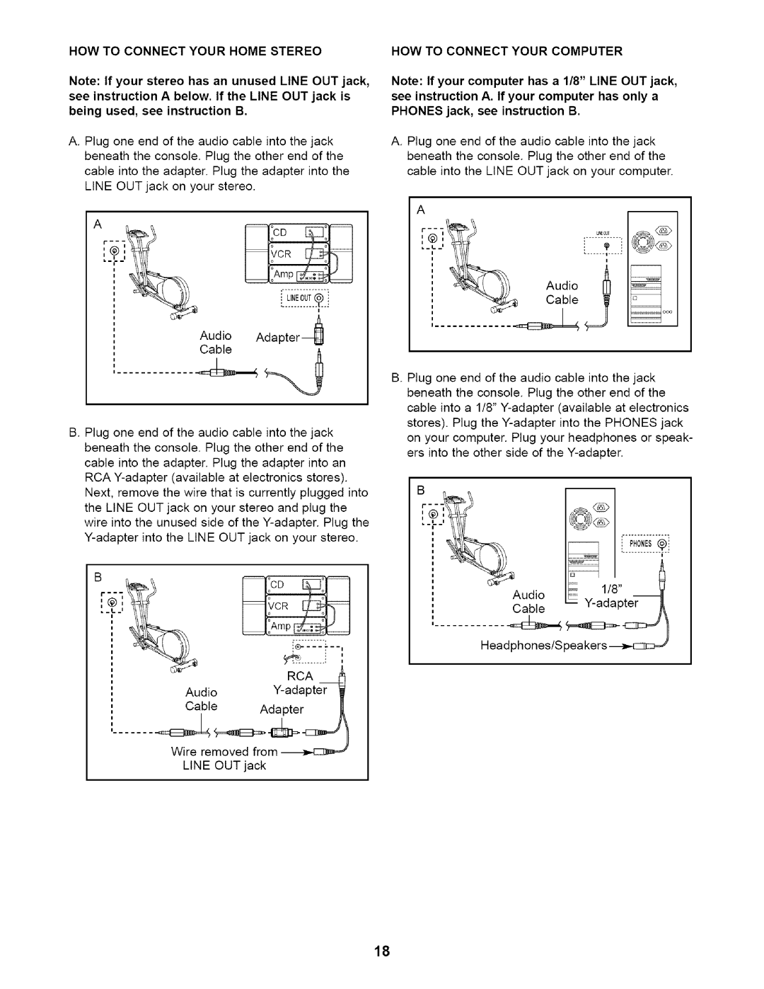 NordicTrack NTE11920 user manual HOW to Connect Your Home Stereo, HOW to Connect Your Computer, Rca 