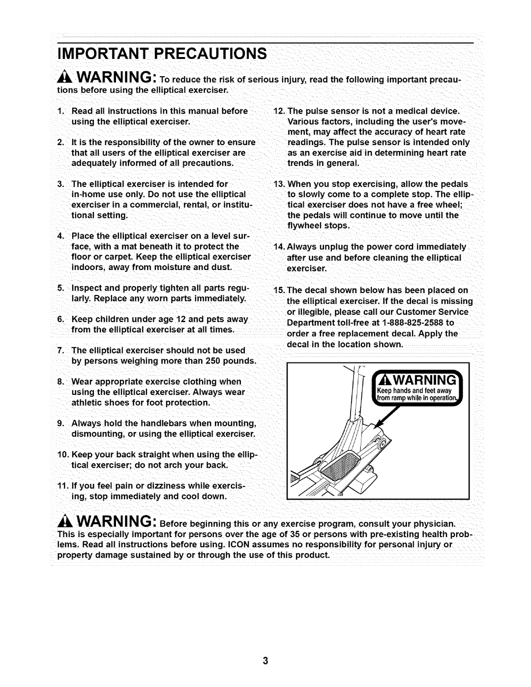 NordicTrack NTE11920 user manual Important Precautions 