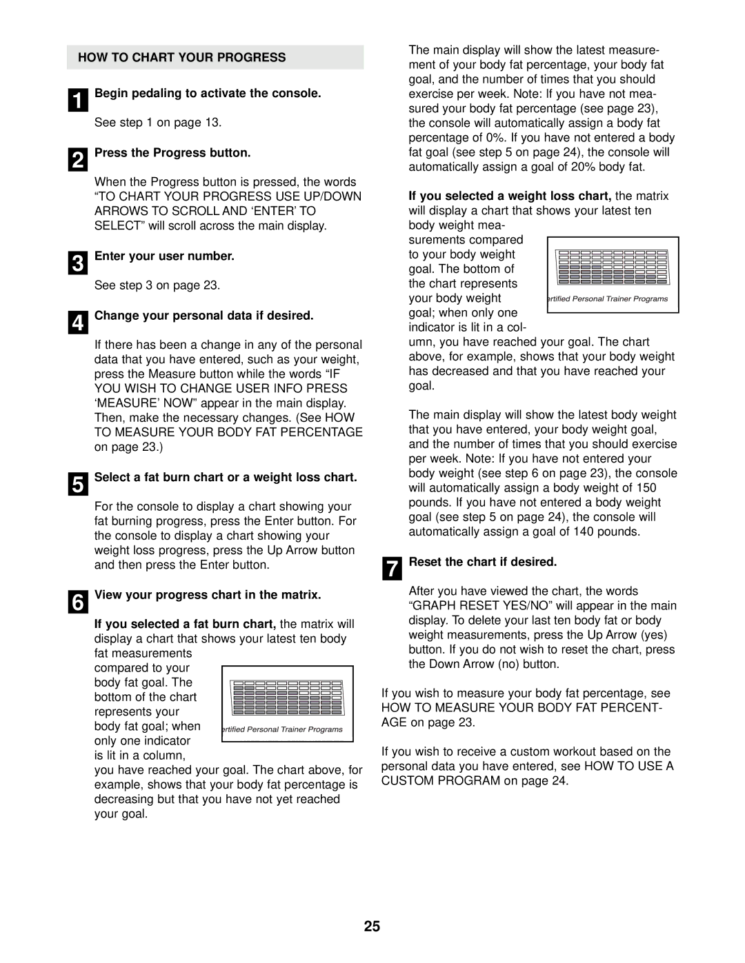 NordicTrack NTE13920 HOW to Chart Your Progress, Press the Progress button, Change your personal data if desired 