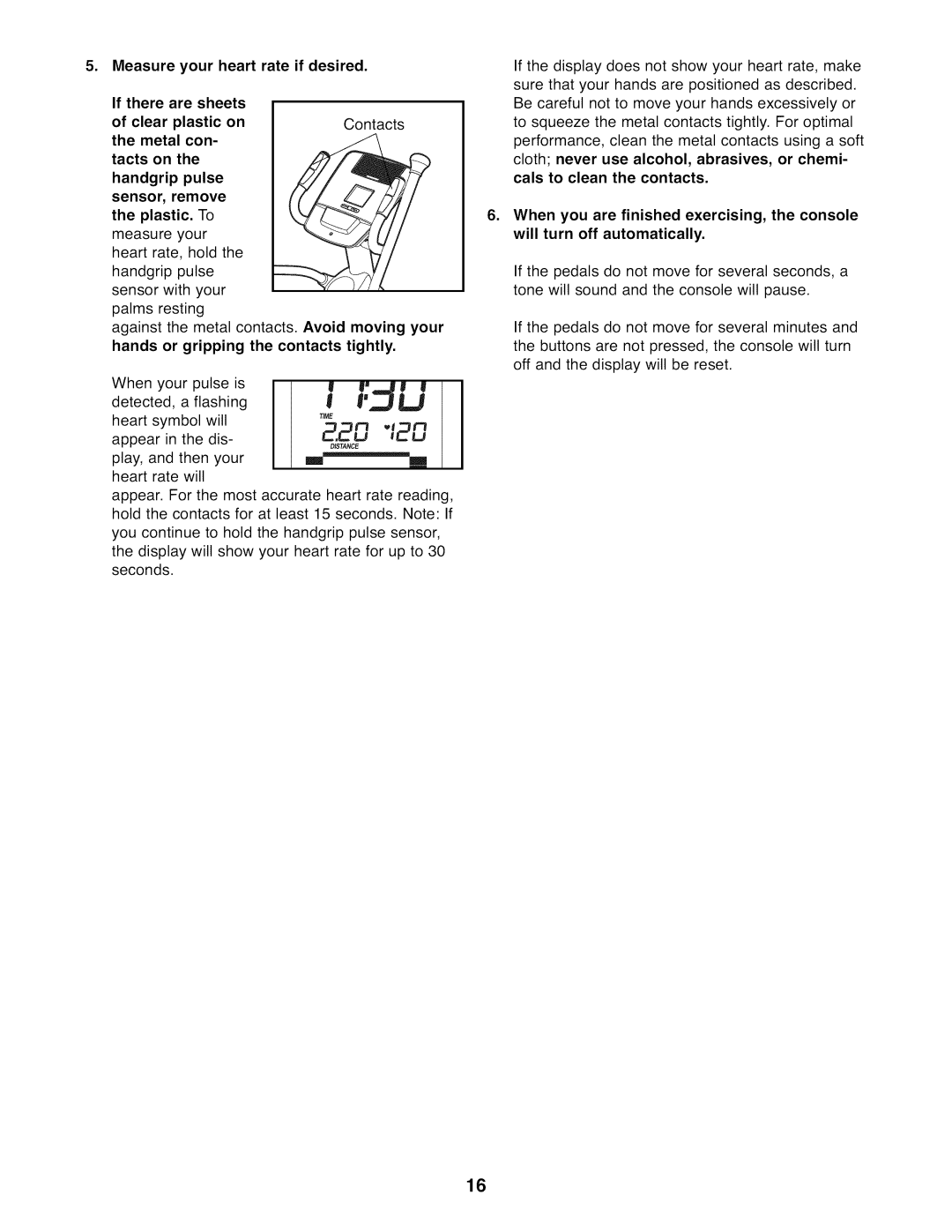 NordicTrack NTEL07808.0 user manual Metal Con Tacts on 