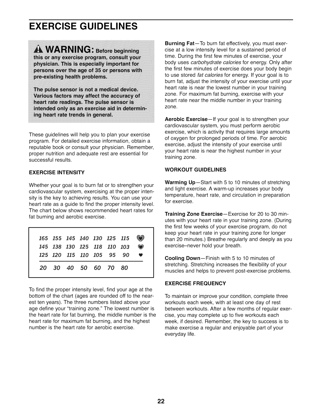 NordicTrack NTEL07808.0 user manual Exercise Guidelines, Exercise Intensity 