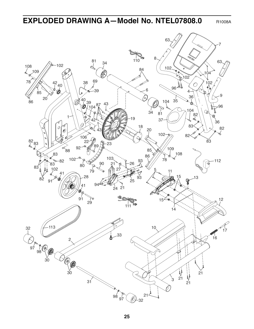 NordicTrack user manual Exploded Drawing A--Model No. NTEL07808.0 moo8A 