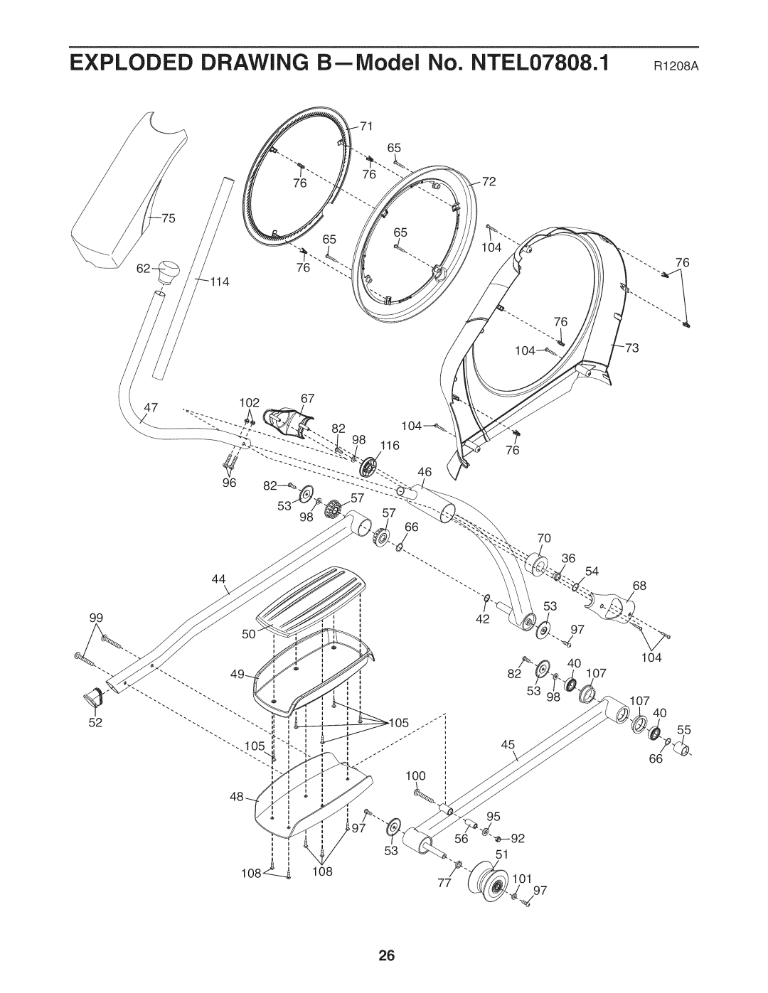 NordicTrack manual Exploded Drawing BmModel No. NTEL07808.1 R1208A 