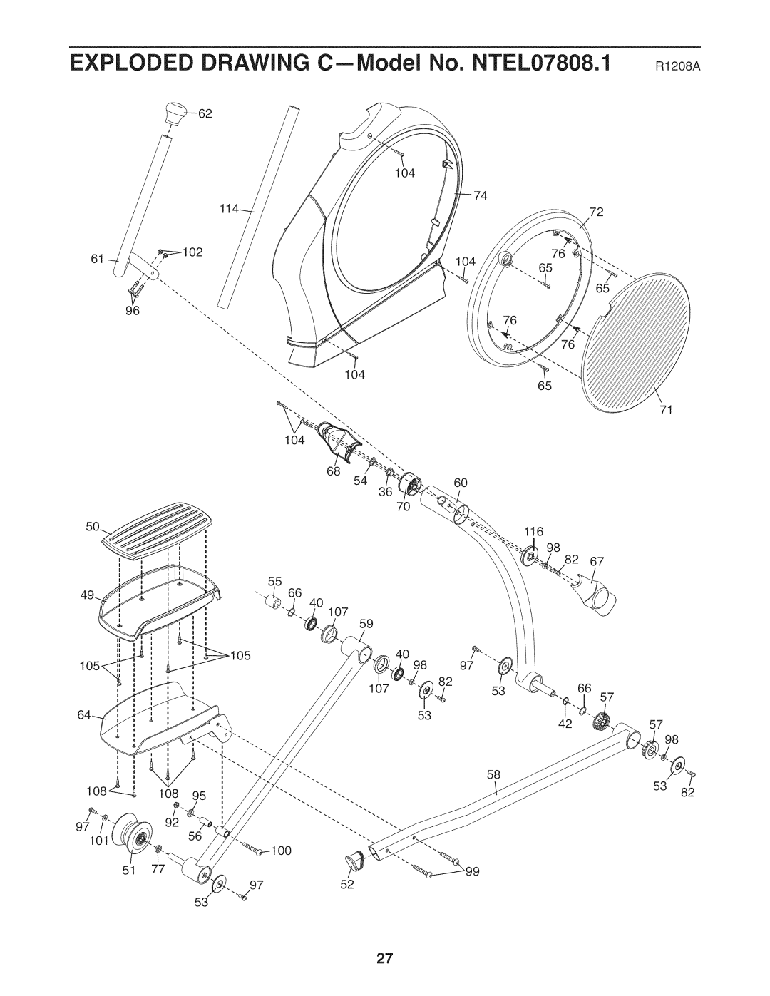 NordicTrack manual Exploded Drawing CmlVlodel No. NTEL07808.1 R1208A 