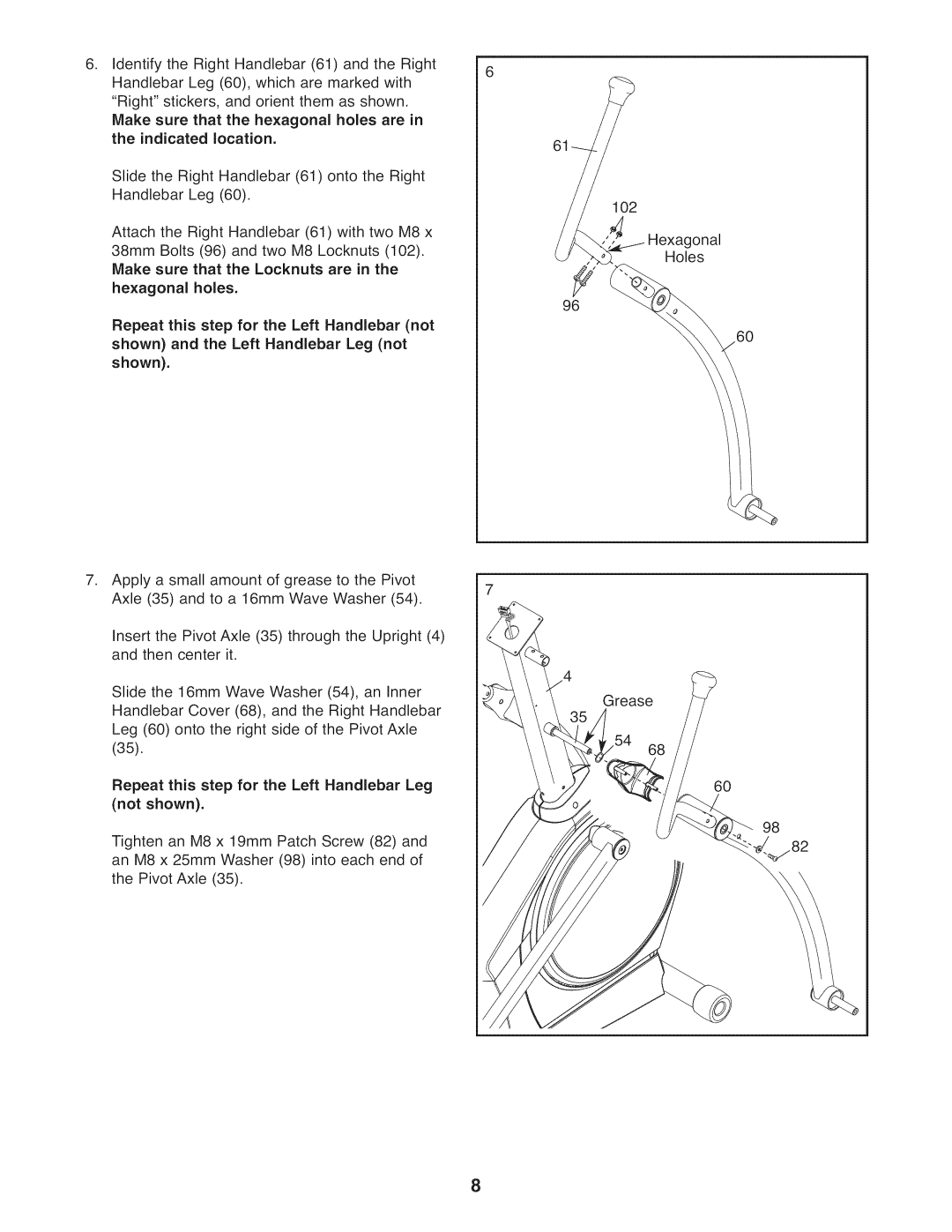 NordicTrack NTEL07808.1 manual Hexagonal holes 