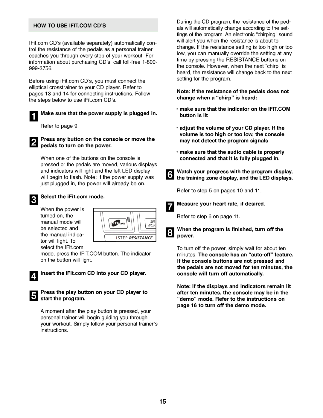 NordicTrack NTEL08990 manual Press the play button on your CD player to Start the program 